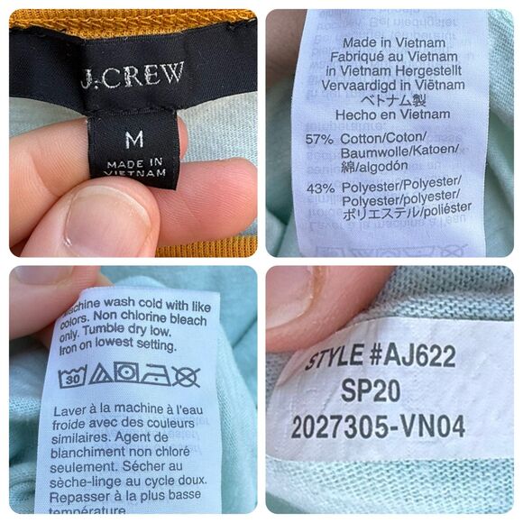 J. Crew Short Sleeve Boatneck T-Shirt with Pop Trim in Classic Mint | Medium - Picture 4 of 5